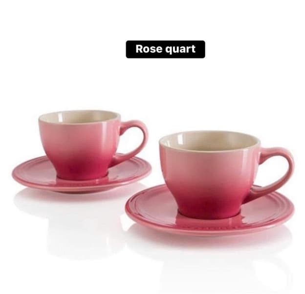 Set Cốc Kèm Đĩa Lót Lacreuset Màu Hồng - Image 1