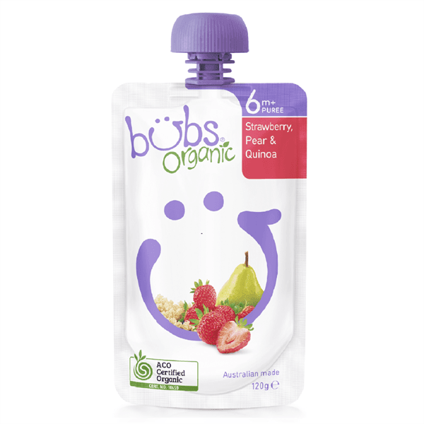 Váng Sữa Bubs strawberry, pear & Quinoa 120g - Image 1