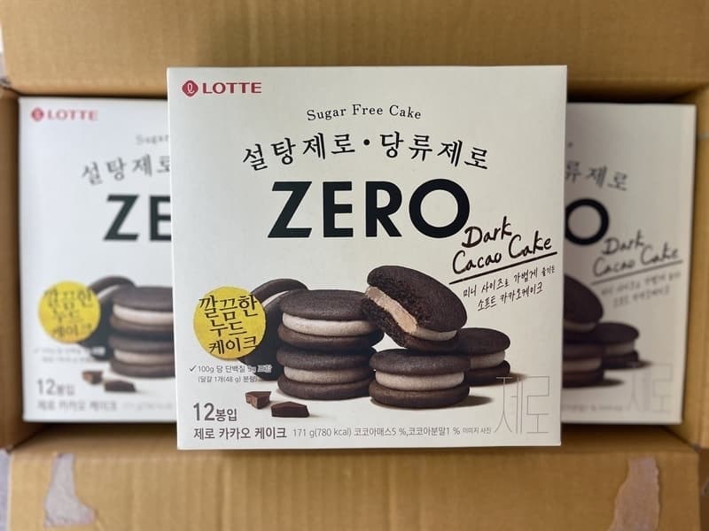 Bánh Zero Dark Mini Cacao Sugar Free Lotte Hàn Quốc - Hộp 12 Cái - Image 1