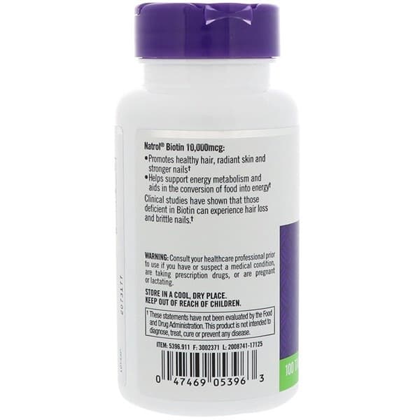 Viên Uống Mọc Tóc Natrol Beauty Biotin Mỹ 10.000mcg 100v - Image 1
