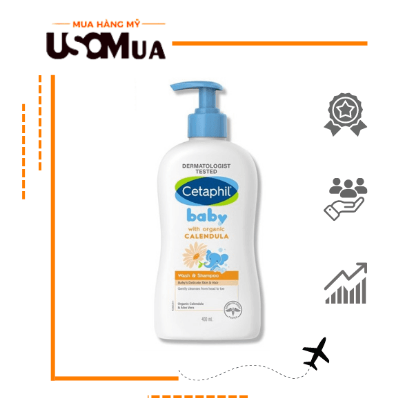 Tắm Gội CETAPHIL Baby With Organic Calendula Wash & Shampoo, 400ml - Image 1