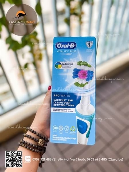 BÀN CHẢI ĐIỆN ORAL-B VITALITY PLUS PRO WHITE LÀM TRẮNG RĂNG VÀ LÀM SẠCH SÂU GIỮA CÁC KẼ RĂNG6 - Image 1