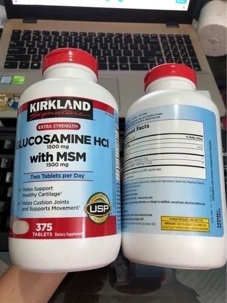 VIÊN UỐNG KIRKLAND GLUCOSAMINE HCL 1500MG WITH MSM 1500MG HỖ TRỢ ĐIỀU TRỊ VIÊM KHỚP, BÔI TRƠN KHỚP 375 VIÊN - Image 1