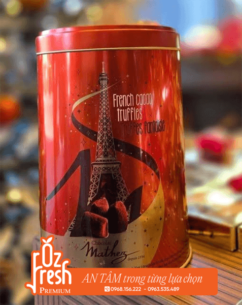 Kẹo Socola Cacao Truffles Mather Tròn Đỏ 500g