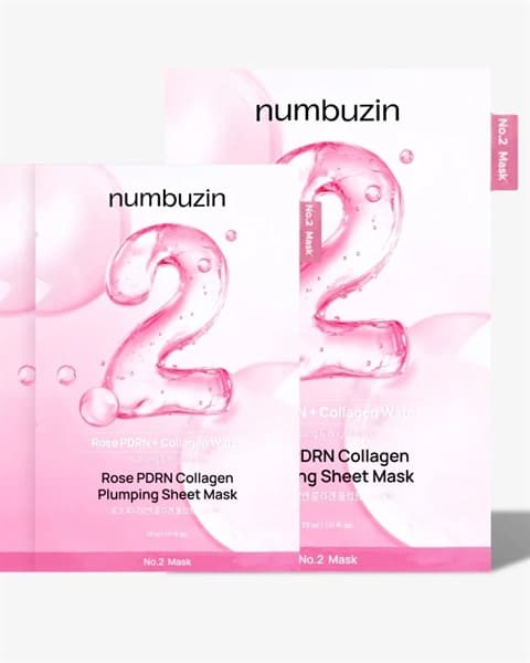 Mặt Nạ Numbuzin 2 Hồng Rose PDRN Collagen Water Plumping Hàn Quốc - Hộp 5 Miếng