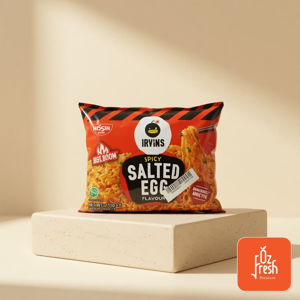 Mỳ Trứng Muối Irvin Vị Cay Salted Eggs Singapore 113gx 5 Gói
