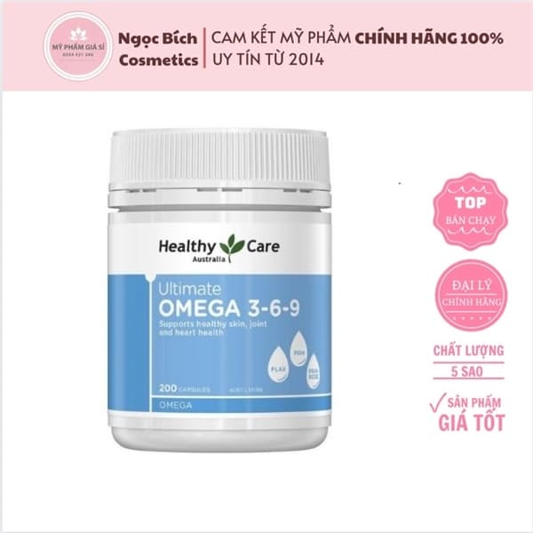 Viên Uống Healthy Care Ultimate Omega 3-6-9 Úc - Hộp 200 Viên
