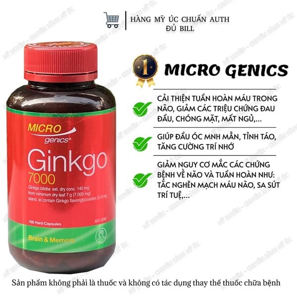 Bổ não Micro genics Ginkgo 7000 100 viên