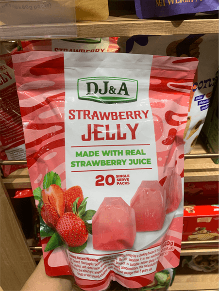 Thạch Dâu Tây Strawberry Jelly DJ&A Úc - Túi 20 Gói