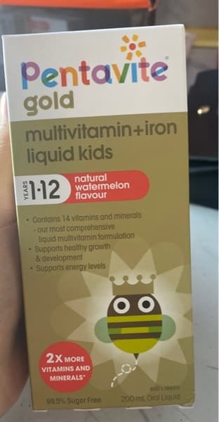 Vitamin Tổng Hợp Pentavite Gold Multivitamin + Iron Liquid Kids 1-12Y Úc 200ml