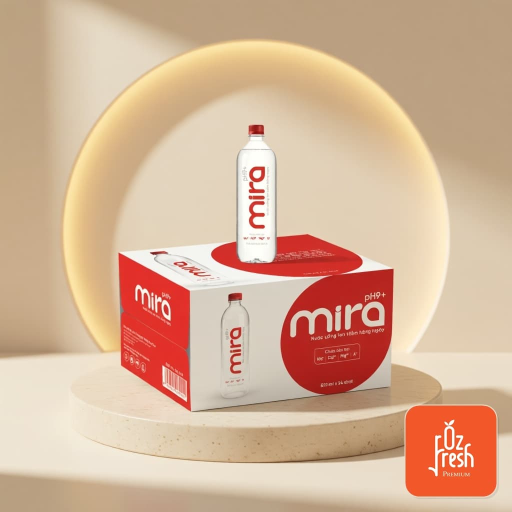 Nước Uống Mira Ion Kiềm pH9+ 550ml - Thùng 24 Chai