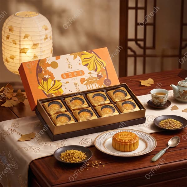 Bánh Trung Thu Lava Nhân Kem Trứng Sữa MX Creamy Custard Hong Kong - Hộp Cam 8c