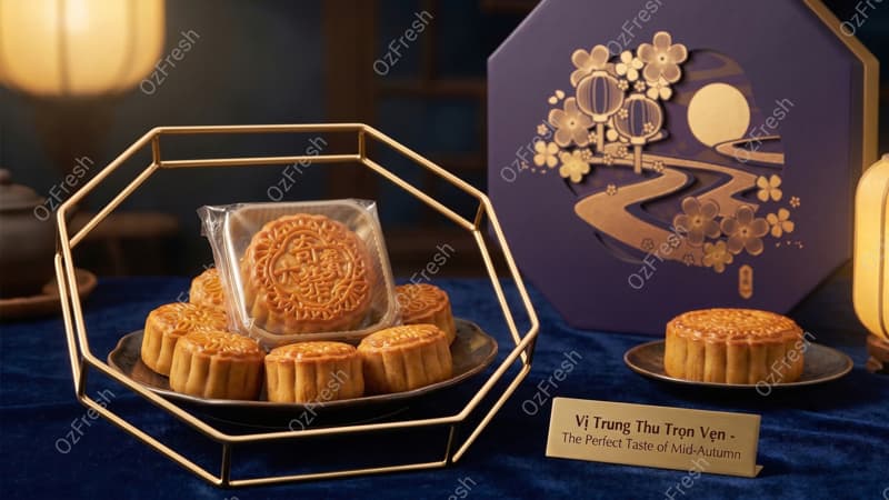 Bánh Trung Thu KeeWah Premium Eight- Star Treasure HongKong - Hộp Lục Giác 9 Cái