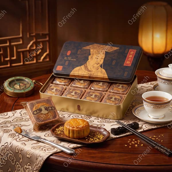 Bánh Trung Thu Keewah Hong Kong Mini Sen Trắng Trứng Muối - Hộp 8 Cái